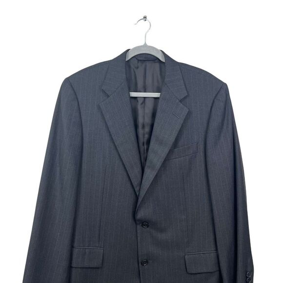 Hickey Freeman Collection Mark Shale Mens Blazer Suit Pinstripe‎ Gray Blue 40Reg - Picture 2 of 7
